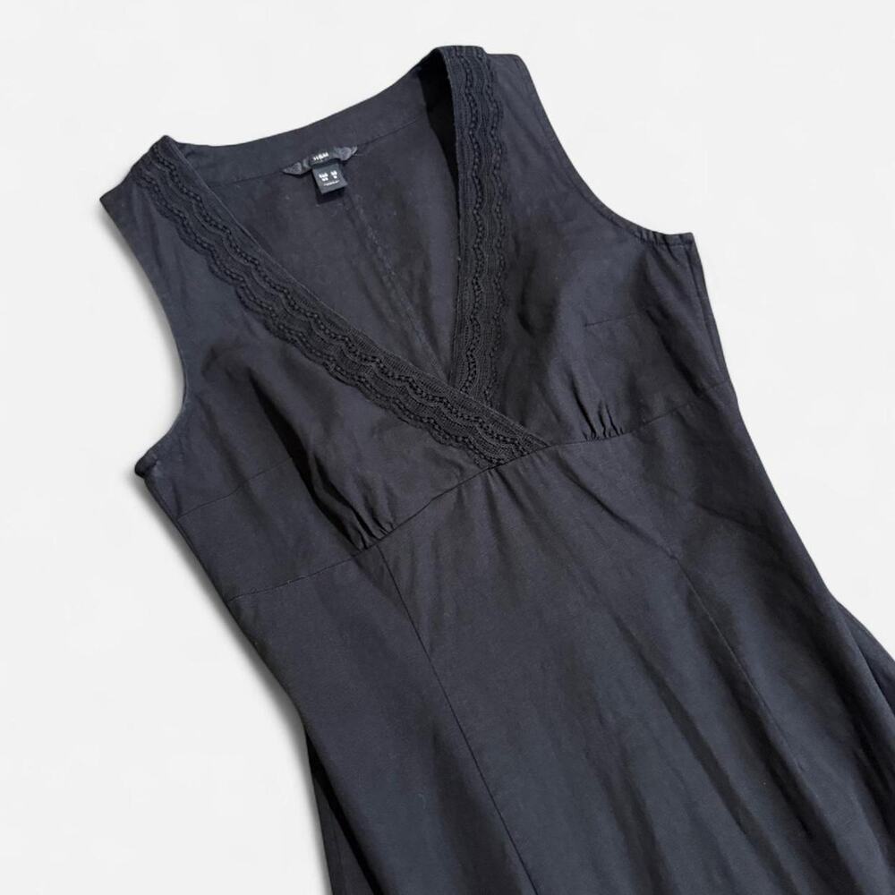 VTG Y2K Express Black Linen & Cotton Blend Sleeveless Mermaid Hem Midi Dress - Picture 7 of 8